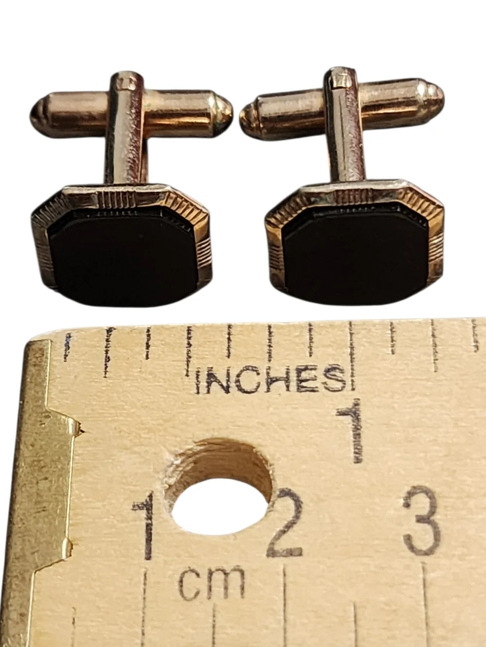 Vintage Hickok Goldtone Black Enamel Cufflinks
